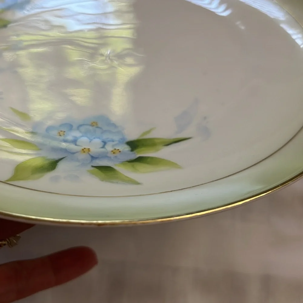 Antique Bavaria (Germany)porcelain plate hand painted & signed blue floral China